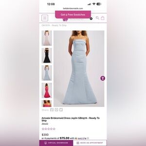 Amsale Strapless Sky Blue Dress